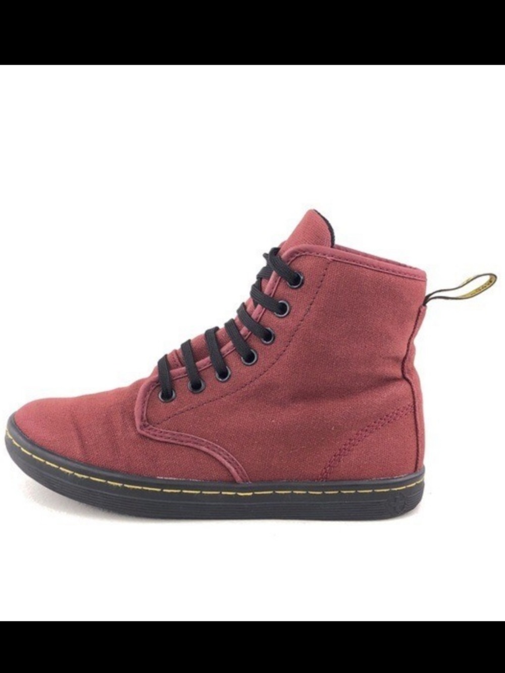 Dr. Martens Shoreditch Canvas Boots Womens 7 Red Lace Up Combat Ankle Docs EU 38